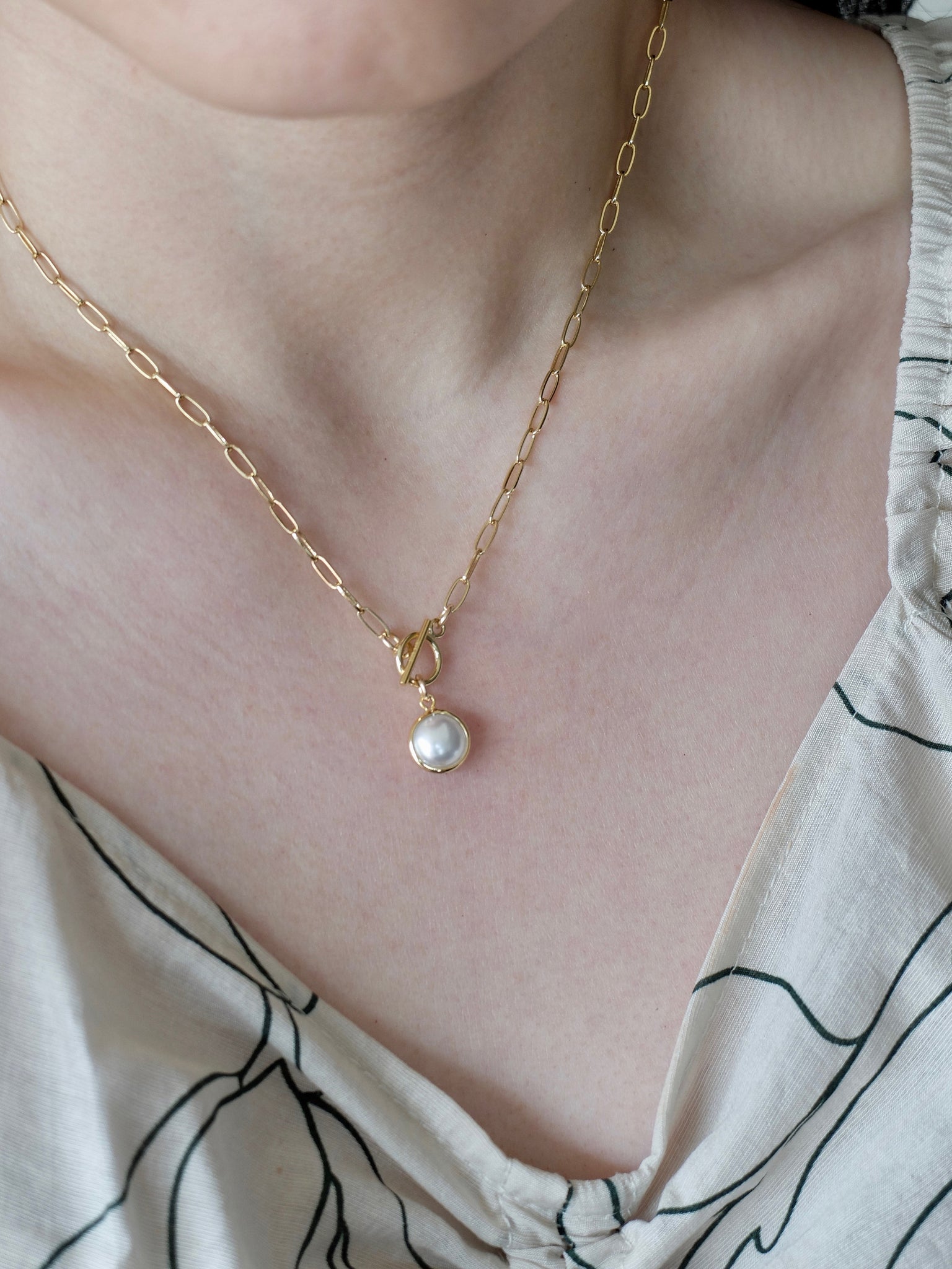 Tiny Pearl Paperclip Chain Necklace – MIKUKUMI